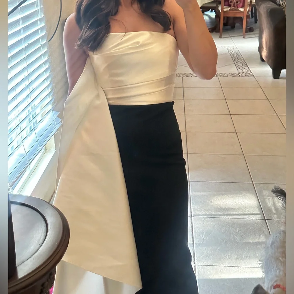 Solace London Strapless Black and White Dress - Picture 6 of 6